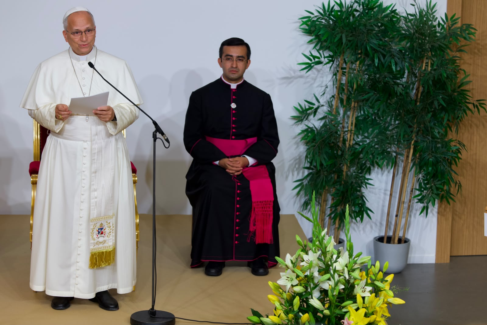 Pope Leo XIV addresses the Institut Catholique de Paris during his visit on Sept. 26, 2026. | Credit: Daniel Ibáñez/EWTN News