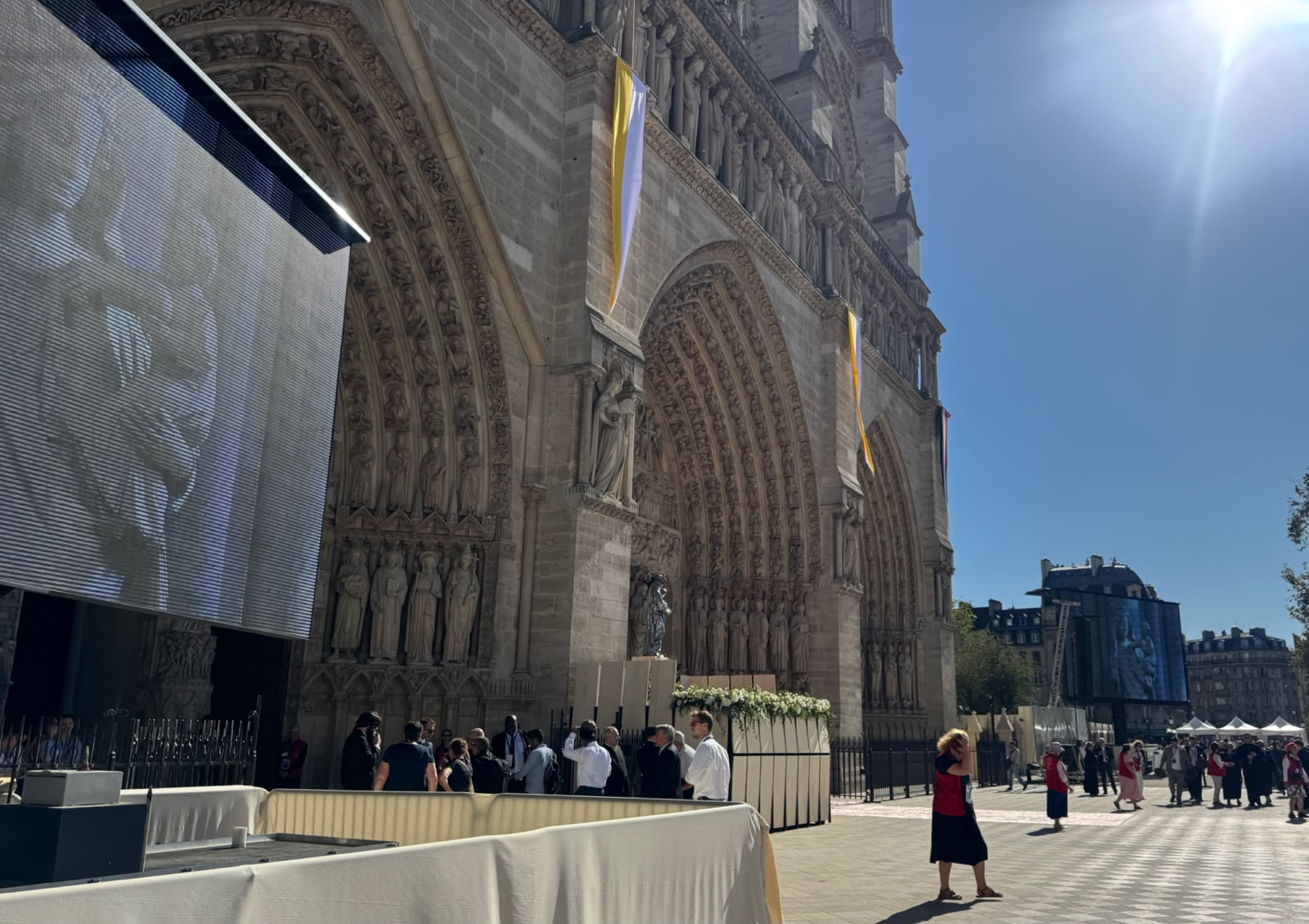 Notre Dame Cathedral in Paris, France, prepares to welcome Pope Leo XIV on Sept. 25, 2026. | Credit: Magdalena Wolińska-Riedi/EWTN News