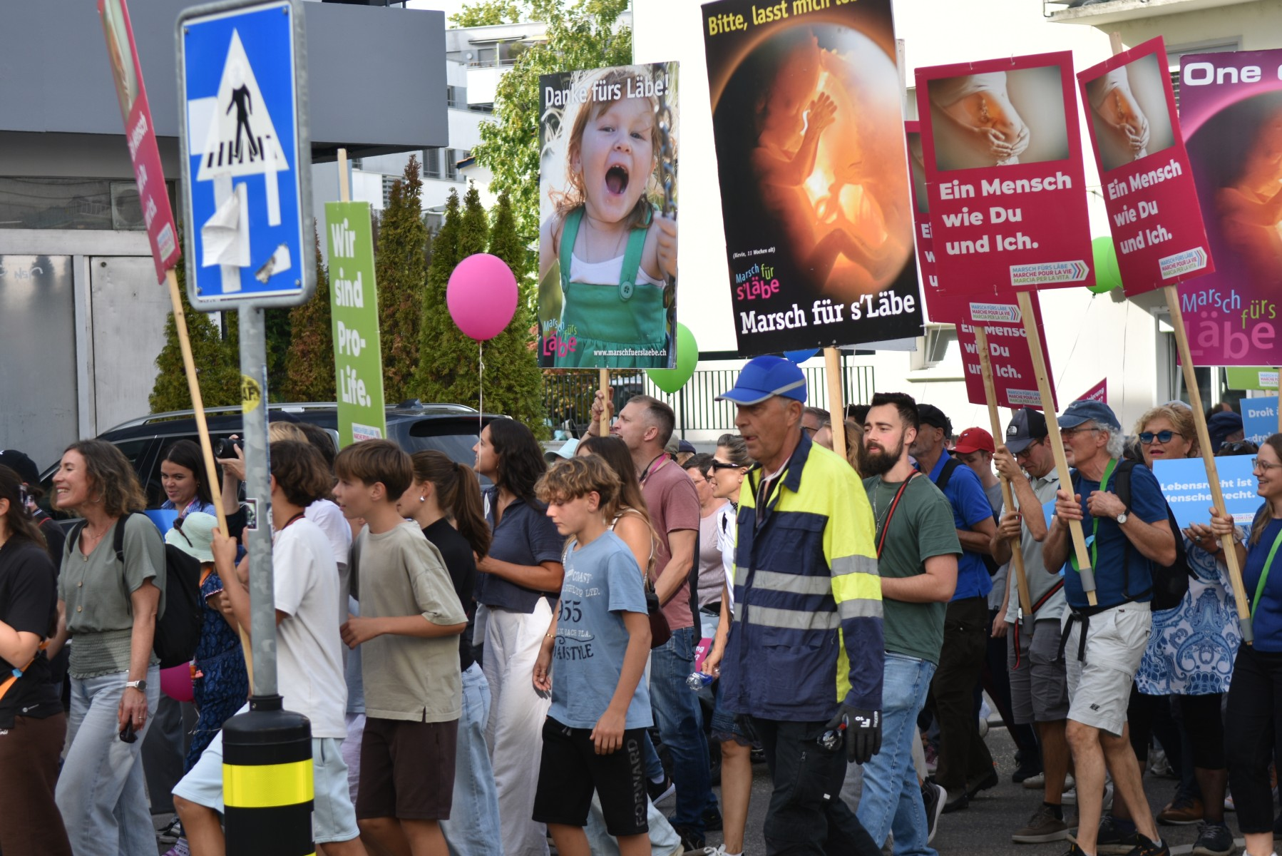 An estimated 2,200 marchers — many of them families with young children, a demographic organizers pointed to as evidence of growing youth commitment to the pro-life cause — walk the Zurich-Oerlikon route for the annual Swiss March for Life, Sept. 19, 2026. | Credit: Copyright Marsch fürs Läbe
