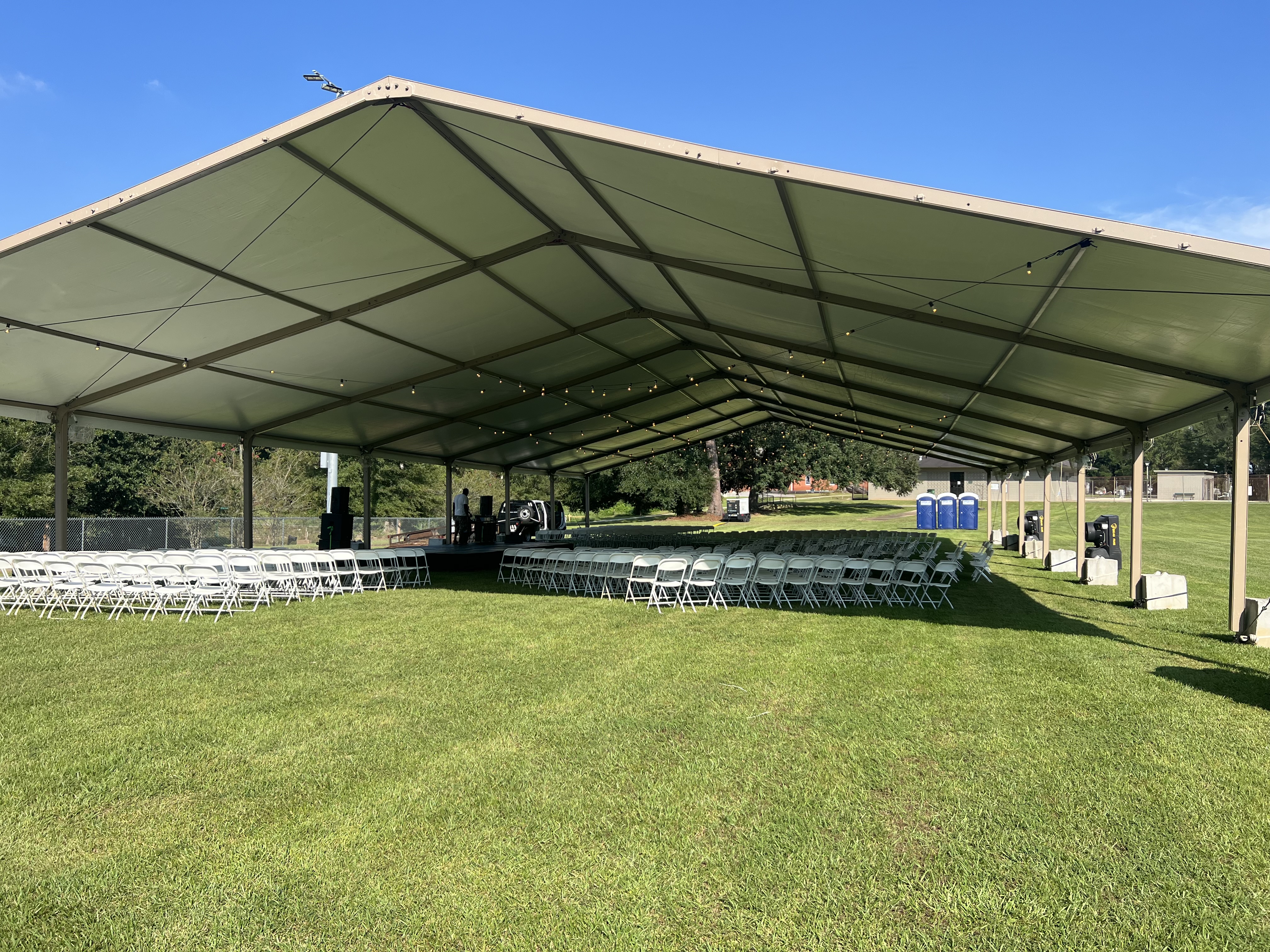 A tent stands ready to host the “Be Made Whole” tent revival Sept. 22–24, 2026, in Africatown, just outside of Mobile, Alabama. | Credit: Our Mother of Mercy Parish