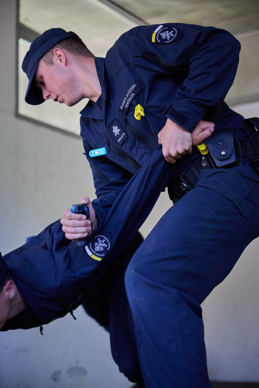 The Monadnock Defensive Tactical System learned by Swiss Guards is based on different forms of martial arts and adapted for modern security needs. | Credit: Photo courtesy of the Pontifical Swiss Guard